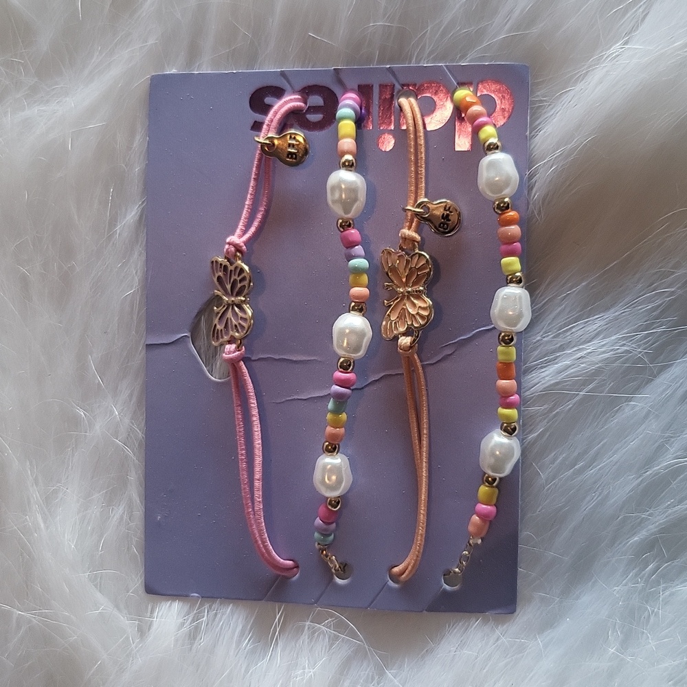 Claire's Pink and Gold Butterfly BFF Bracelets
